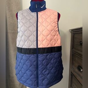 Nike Color Block Quilted Vest in Blue and Peach
